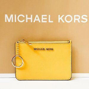 Michael Kors Jet Set Travel Small Coin Pouch ID Key Holder Wallet Yellow
